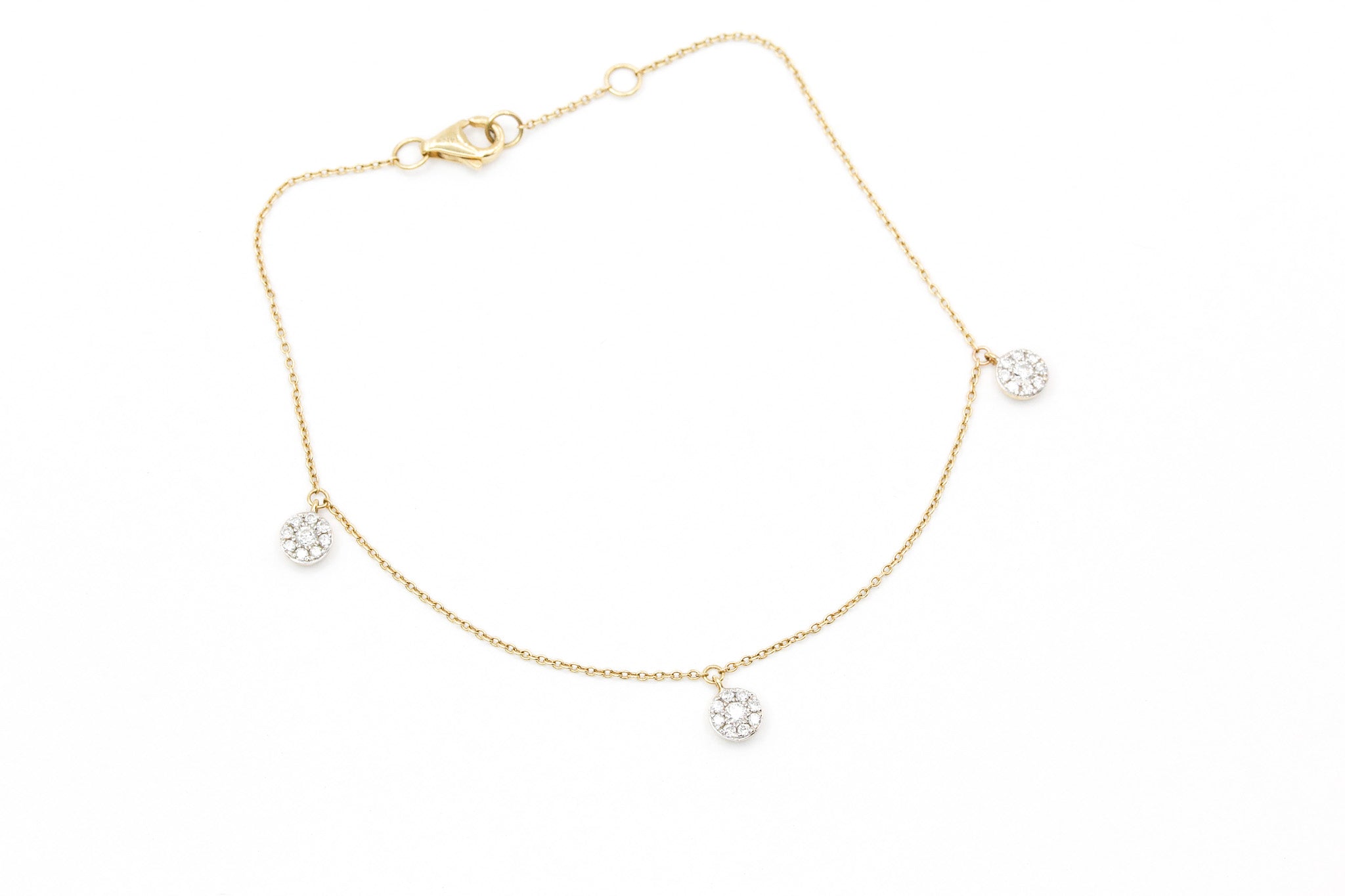Diamond Cluster Drop Bracelet - 14k Yellow Gold - 0.28ctw