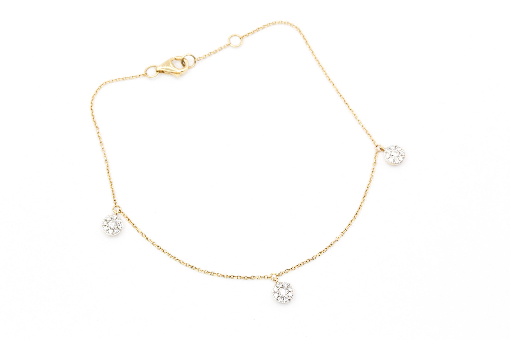 Diamond Cluster Drop Bracelet - 14k Yellow Gold - 0.28ctw