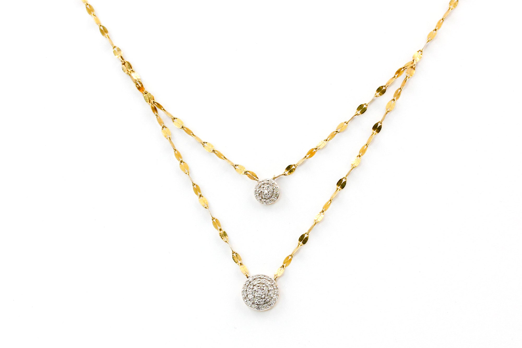 Diamond Cluster Layered Necklace - 10k Yellow Gold - 0.28ctw