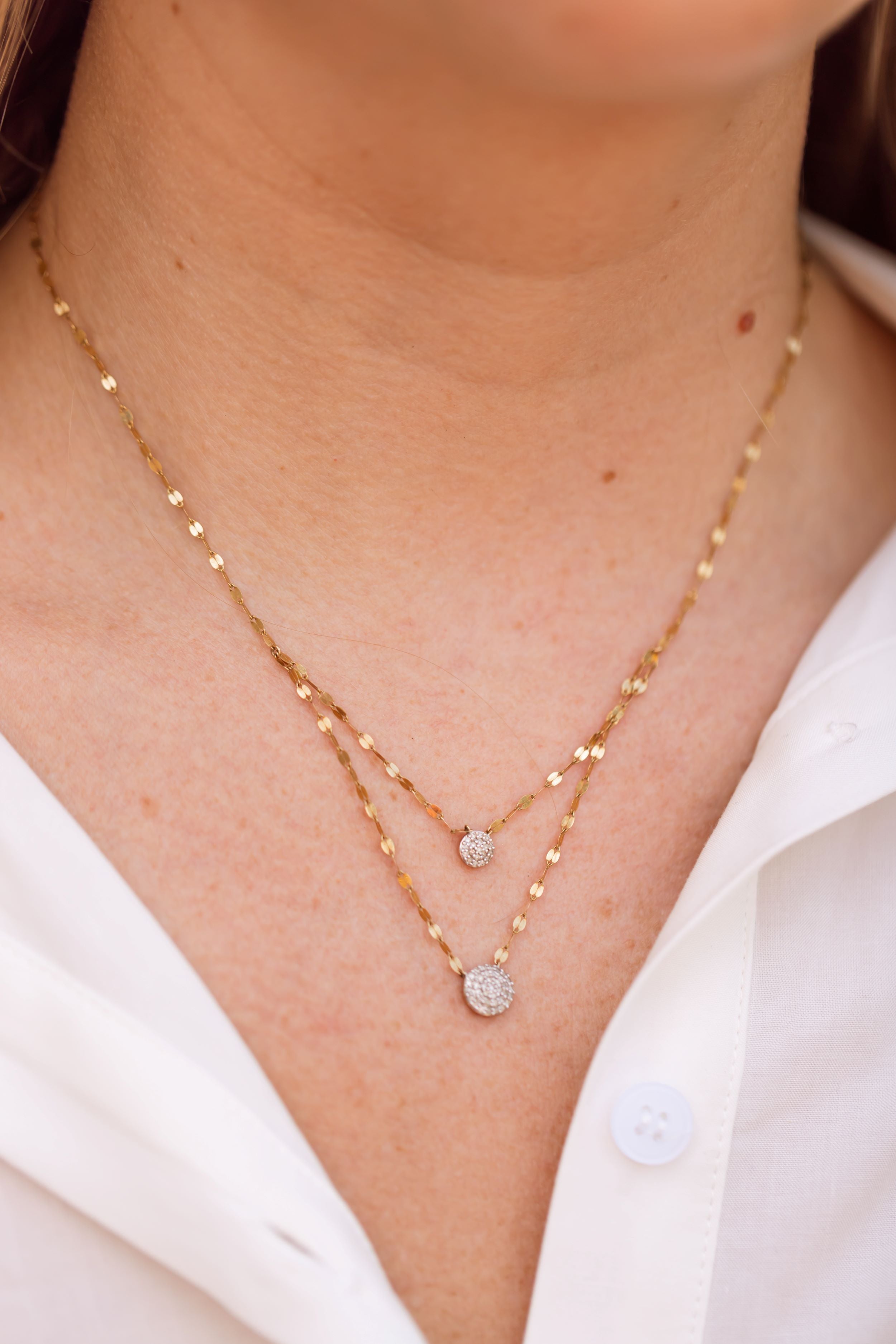 Diamond Cluster Layered Necklace - 10k Yellow Gold - 0.28ctw