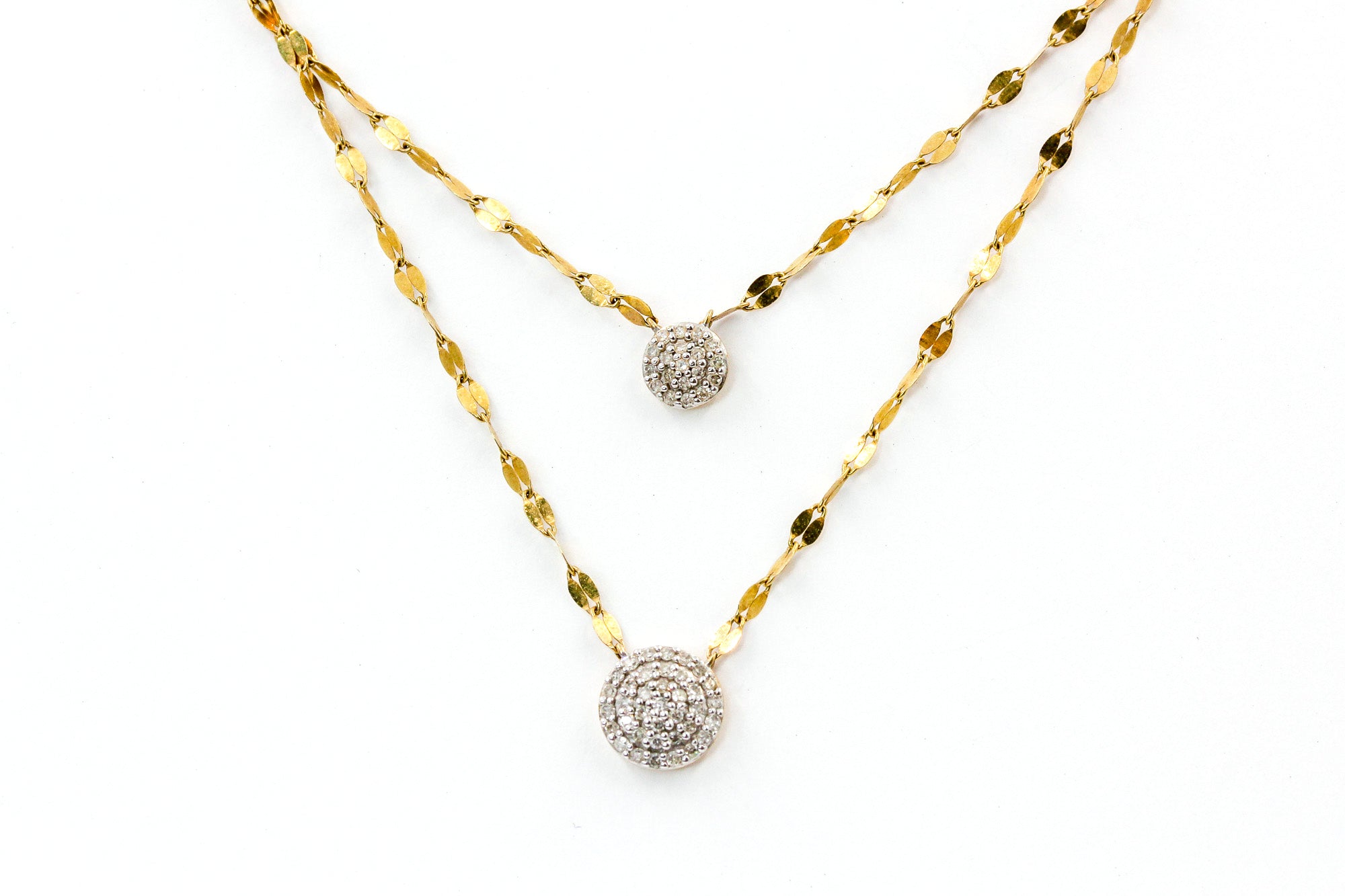 Diamond Cluster Layered Necklace - 10k Yellow Gold - 0.28ctw