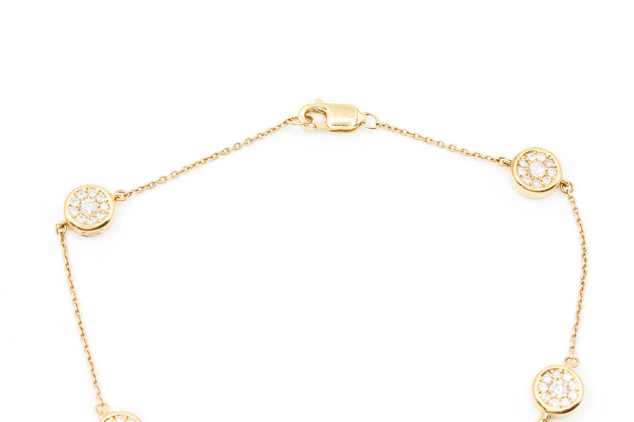 Diamond Cluster Station Bracelet - 10k Yellow Gold - 0.60ctw