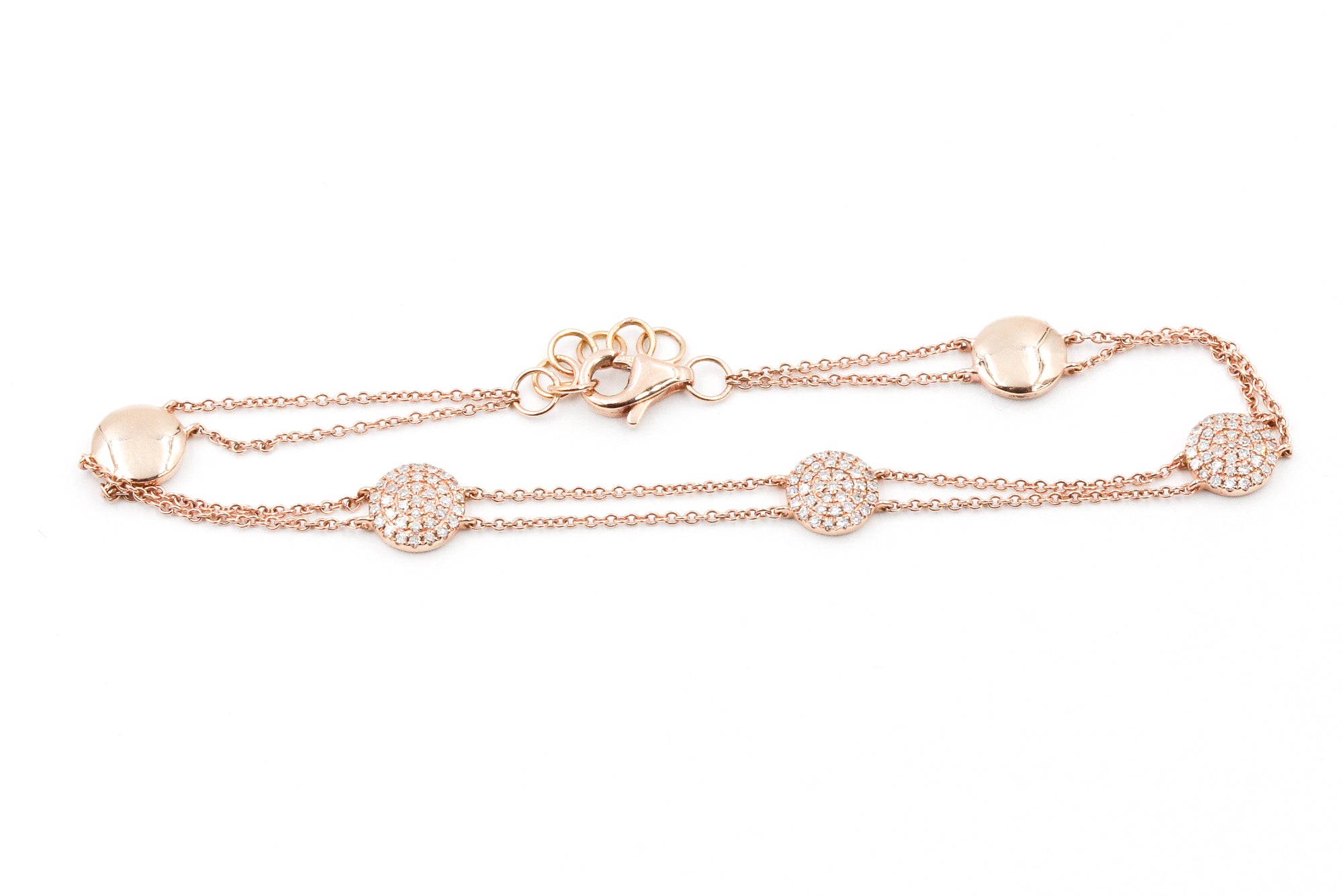 Diamond Cluster Station Bracelet - 14k Rose Gold - 0.33ctw