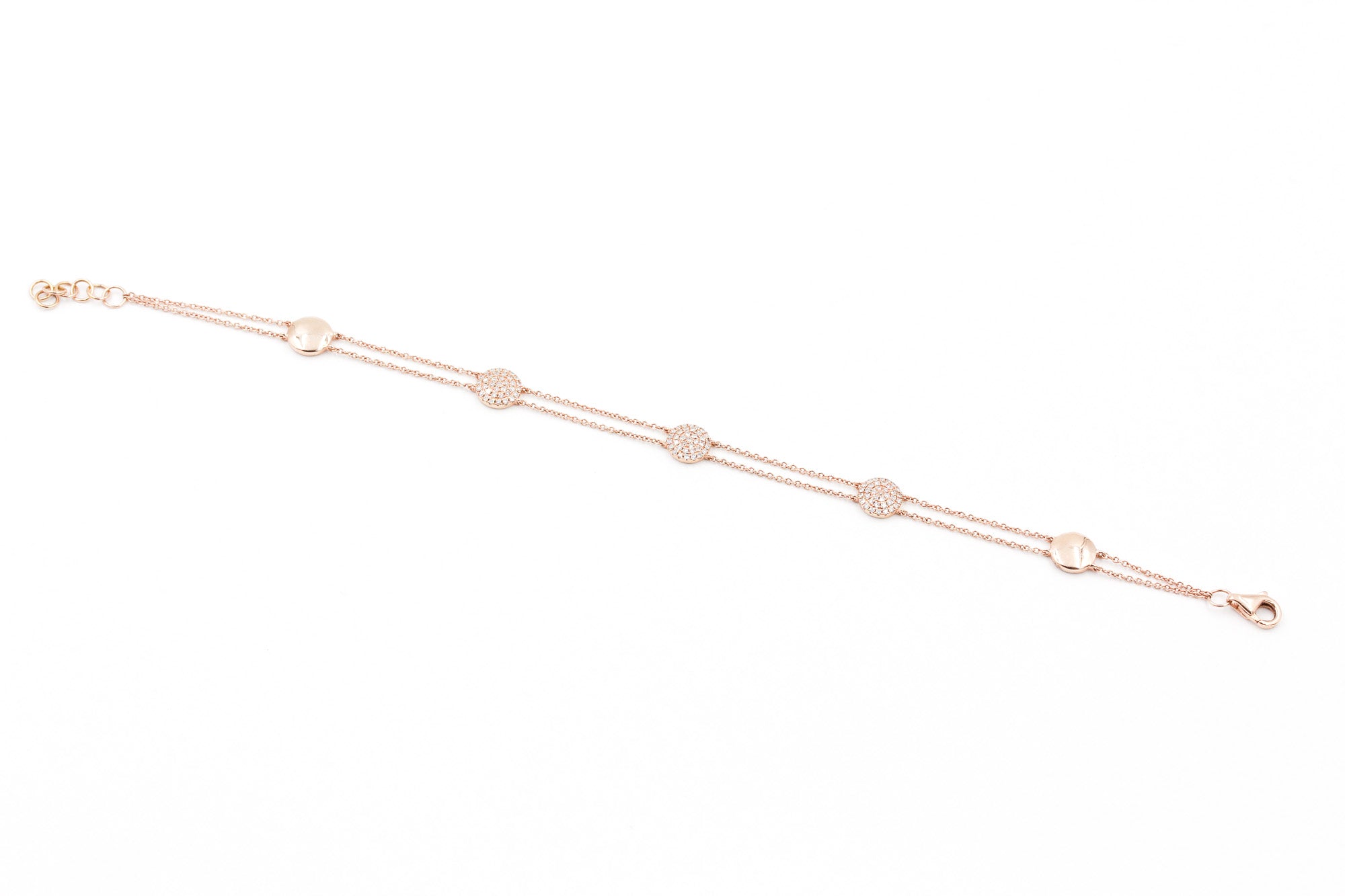 Diamond Cluster Station Bracelet - 14k Rose Gold - 0.33ctw