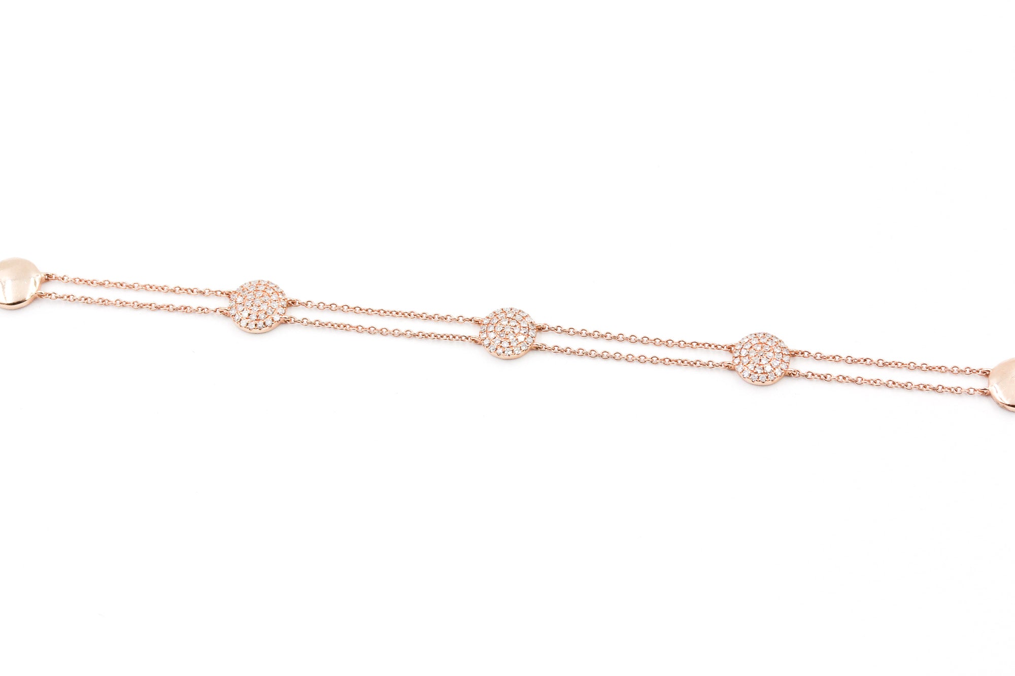 Diamond Cluster Station Bracelet - 14k Rose Gold - 0.33ctw