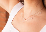 Diamond Cluster Station Necklace - 14k White Gold - 0.22ctw
