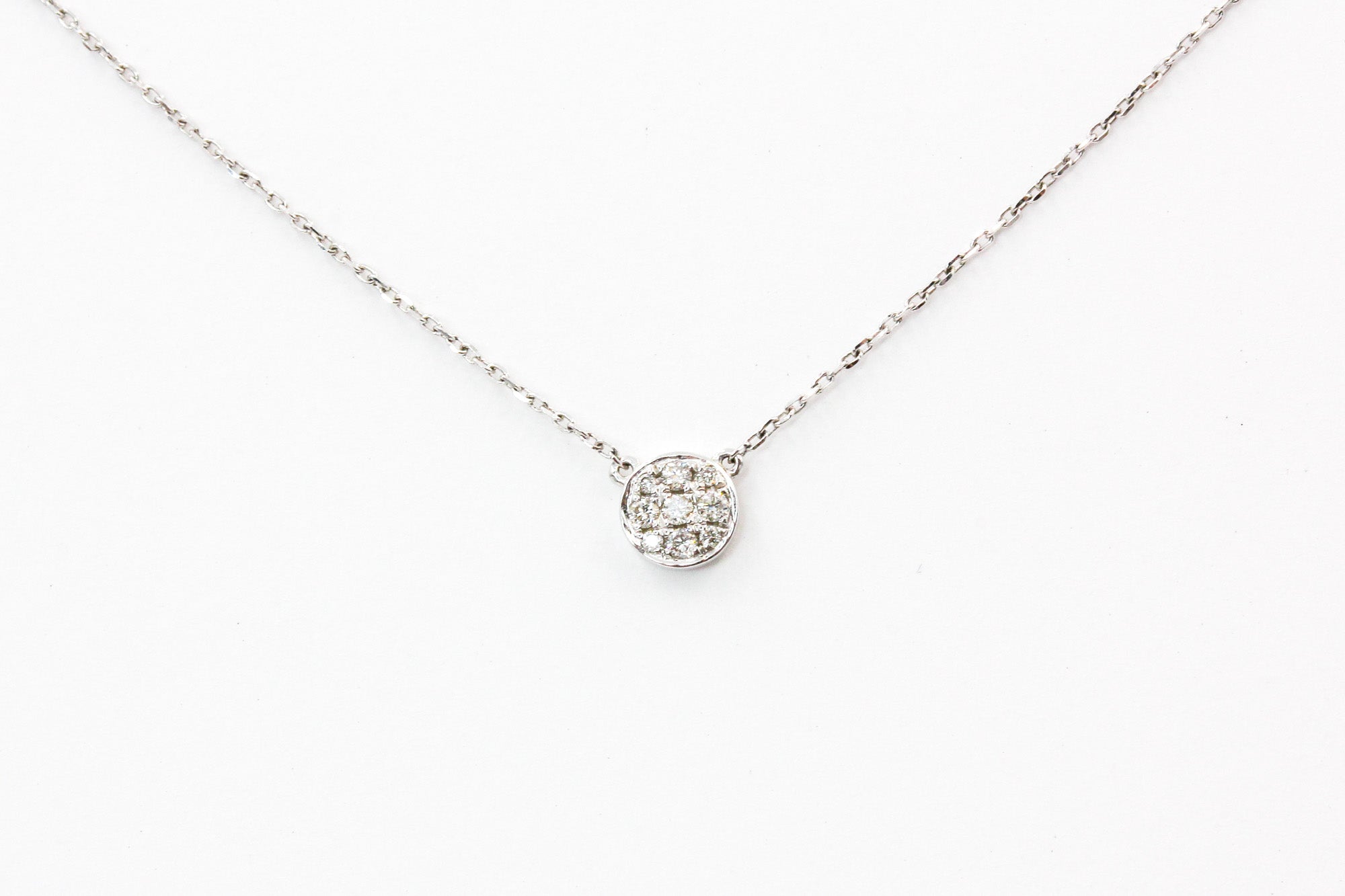 Diamond Cluster Station Necklace - 14k White Gold - 0.22ctw
