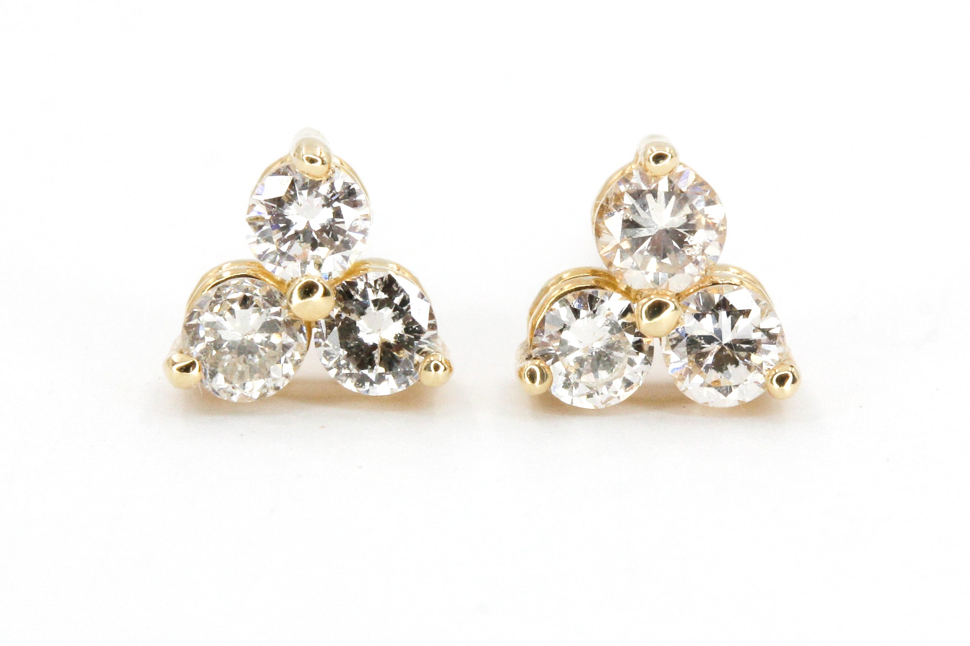Diamond Cluster Stud Earrings - 14k Yellow Gold - 0.42ctw