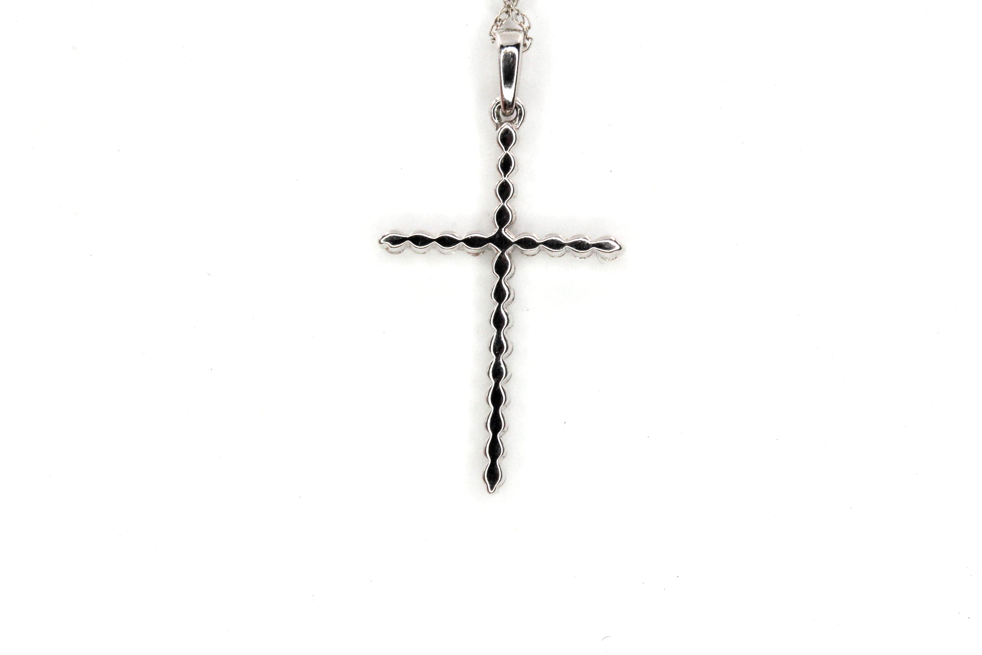 Diamond Cross Pendant Necklace - 14k White Gold - 0.21ctw