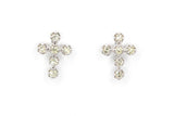 Diamond Cross Stud Earrings - 10k White Gold - 0.18ctw