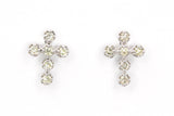 Diamond Cross Stud Earrings - 10k White Gold - 0.18ctw