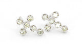 Diamond Cross Stud Earrings - 10k White Gold - 0.18ctw