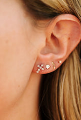 Diamond Cross Stud Earrings - 10k White Gold - 0.18ctw