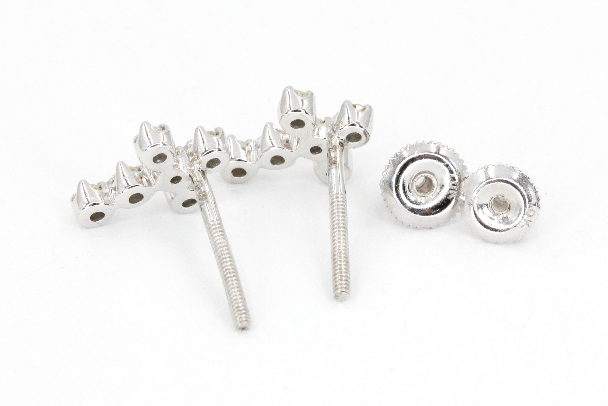Diamond Cross Stud Earrings - 10k White Gold - 0.18ctw