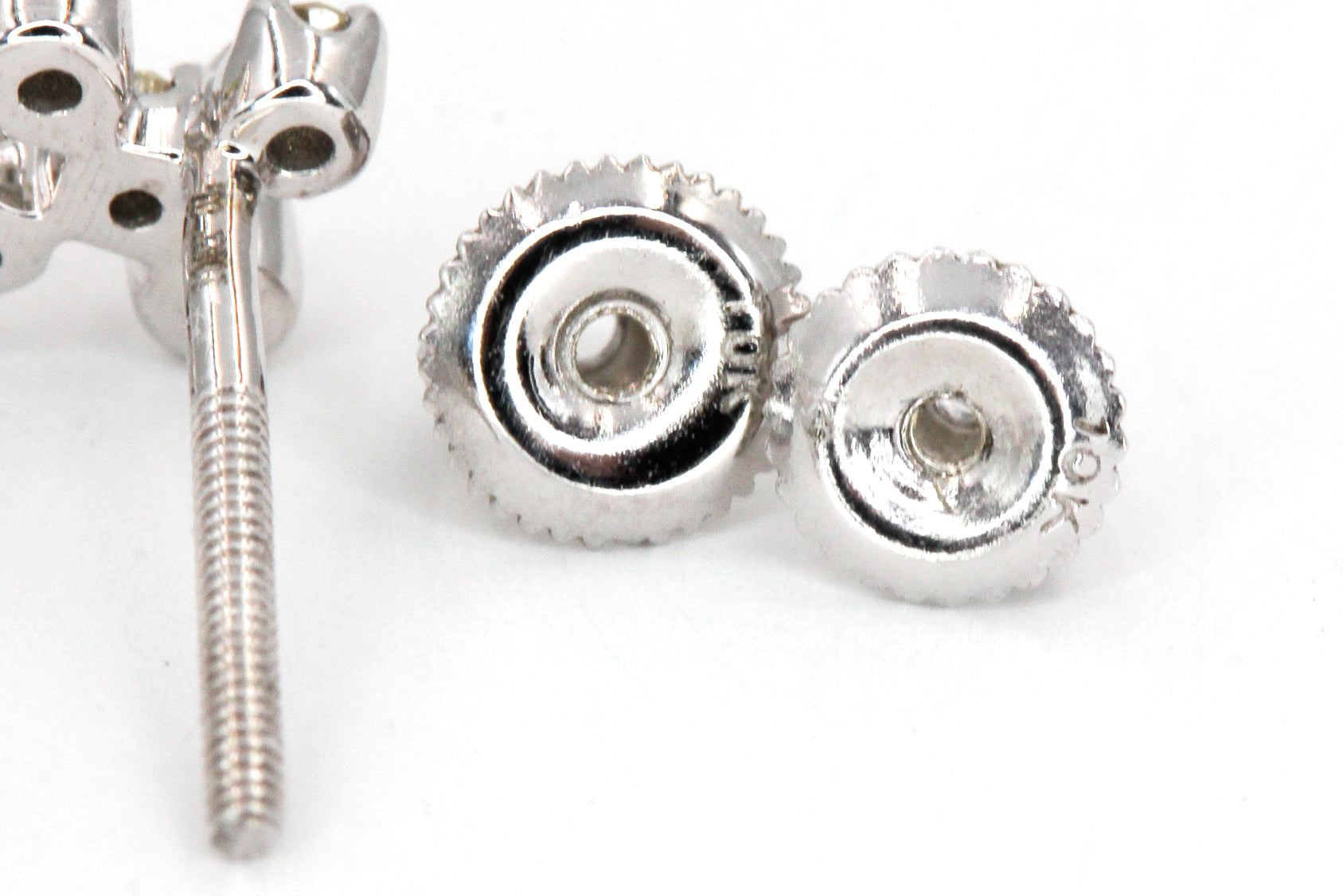Diamond Cross Stud Earrings - 10k White Gold - 0.18ctw
