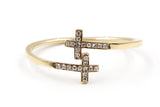 Diamond Crossover Ring - 14k Yellow Gold - 0.06ctw