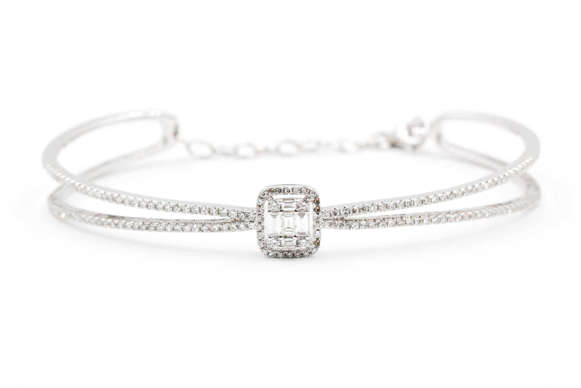 Diamond Cuff Bracelet - 14k White Gold - 1.06ctw
