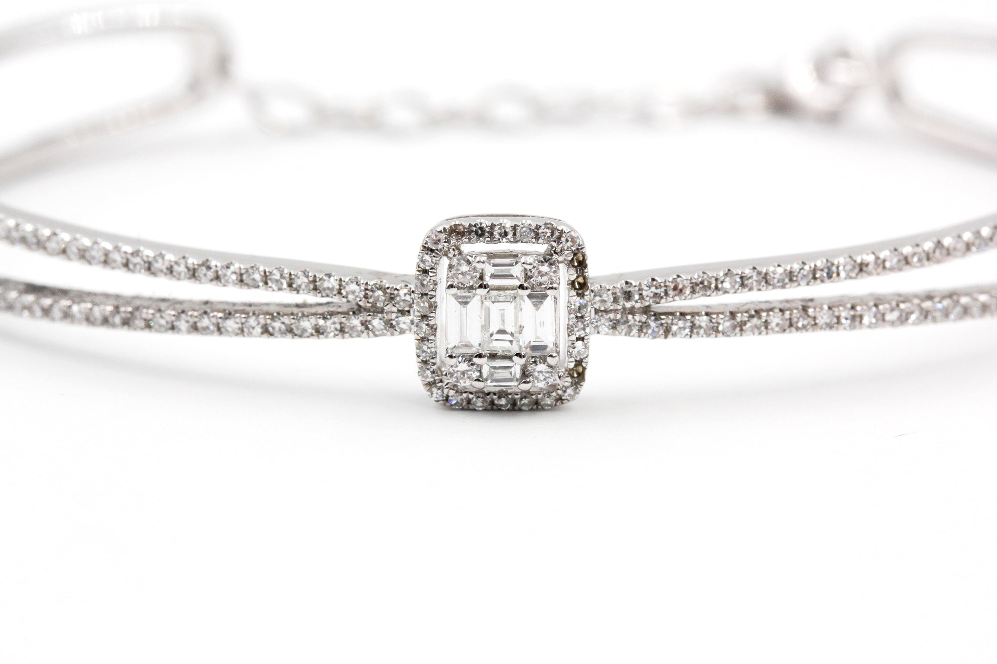 Diamond Cuff Bracelet - 14k White Gold - 1.06ctw