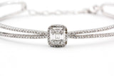 Diamond Cuff Bracelet - 14k White Gold - 1.06ctw