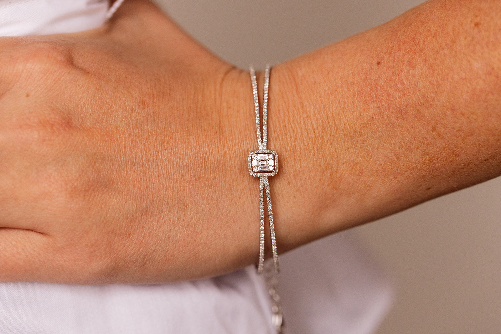 Diamond Cuff Bracelet - 14k White Gold - 1.06ctw