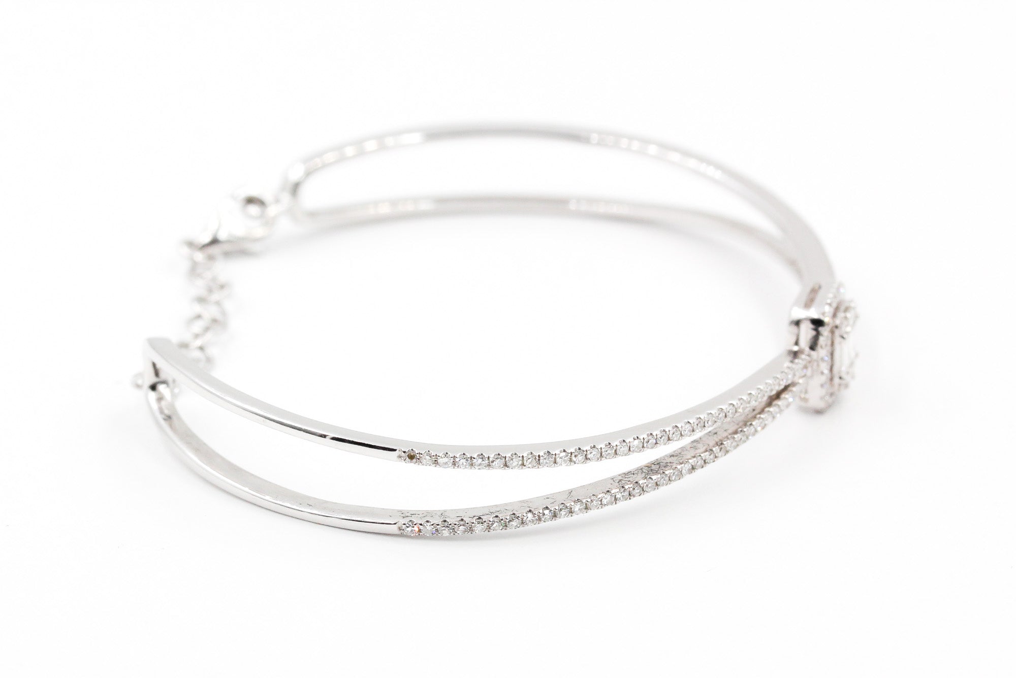 Diamond Cuff Bracelet - 14k White Gold - 1.06ctw