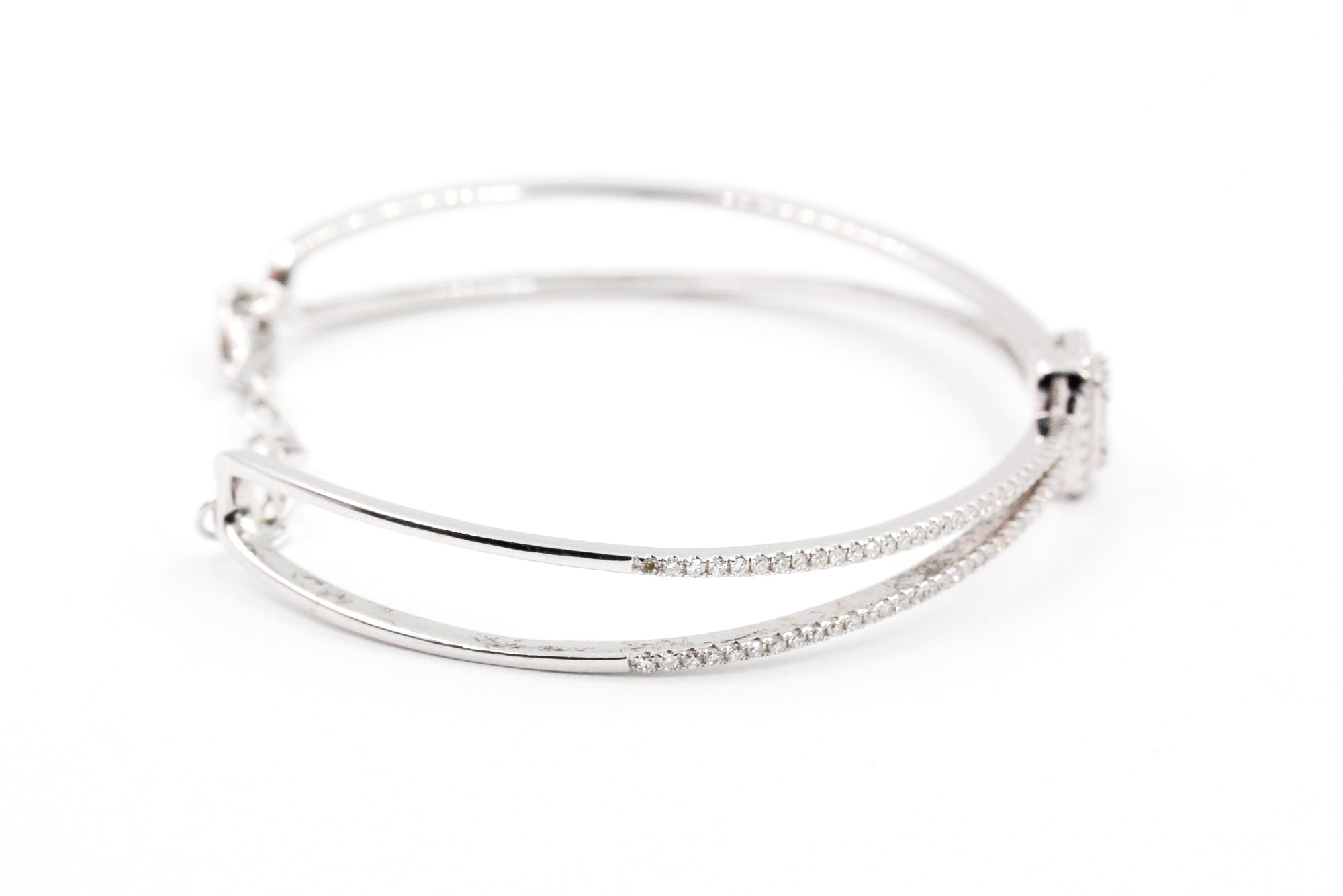 Diamond Cuff Bracelet - 14k White Gold - 1.06ctw
