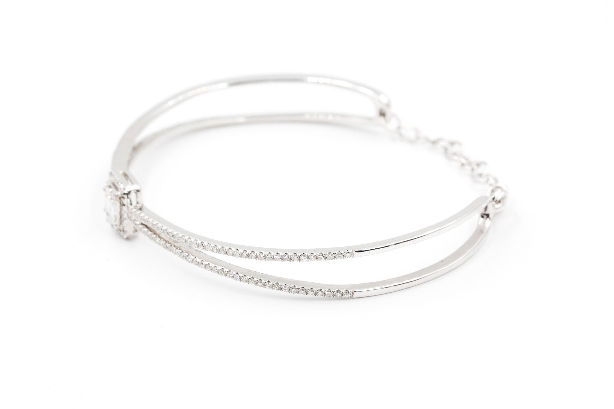 Diamond Cuff Bracelet - 14k White Gold - 1.06ctw