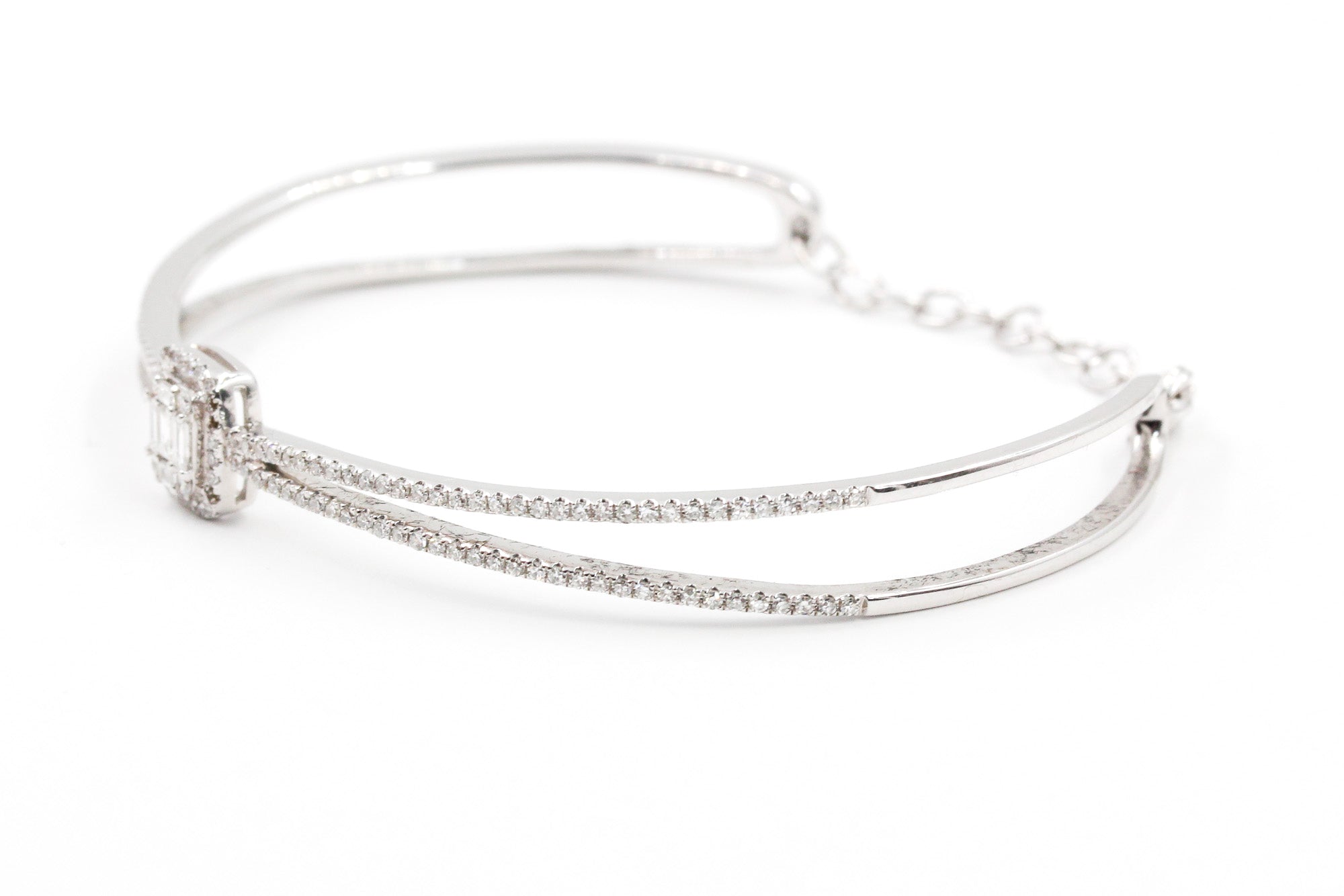 Diamond Cuff Bracelet - 14k White Gold - 1.06ctw