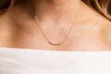 Diamond Curved Bar Necklace -  10k Yellow Gold - 0.20ctw