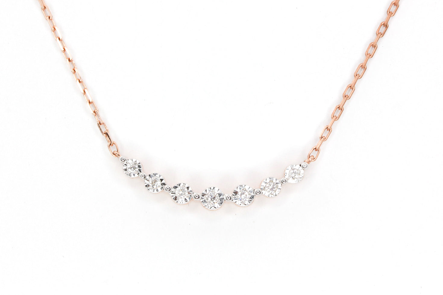 Diamond Curved Bar Necklace - Gold Plated Silver - 0.12ctw