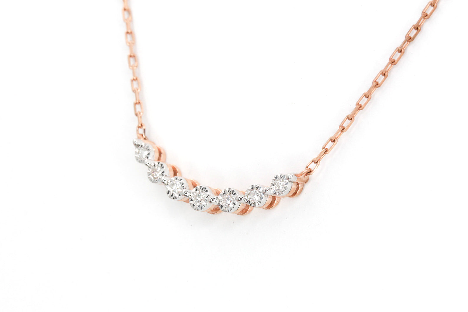 Diamond Curved Bar Necklace - Gold Plated Silver - 0.12ctw