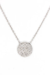 Diamond Disk Necklace -  14k White Gold - 0.15ctw