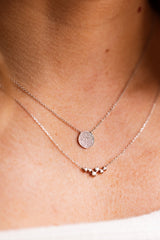 Diamond Disk Necklace -  14k White Gold - 0.15ctw
