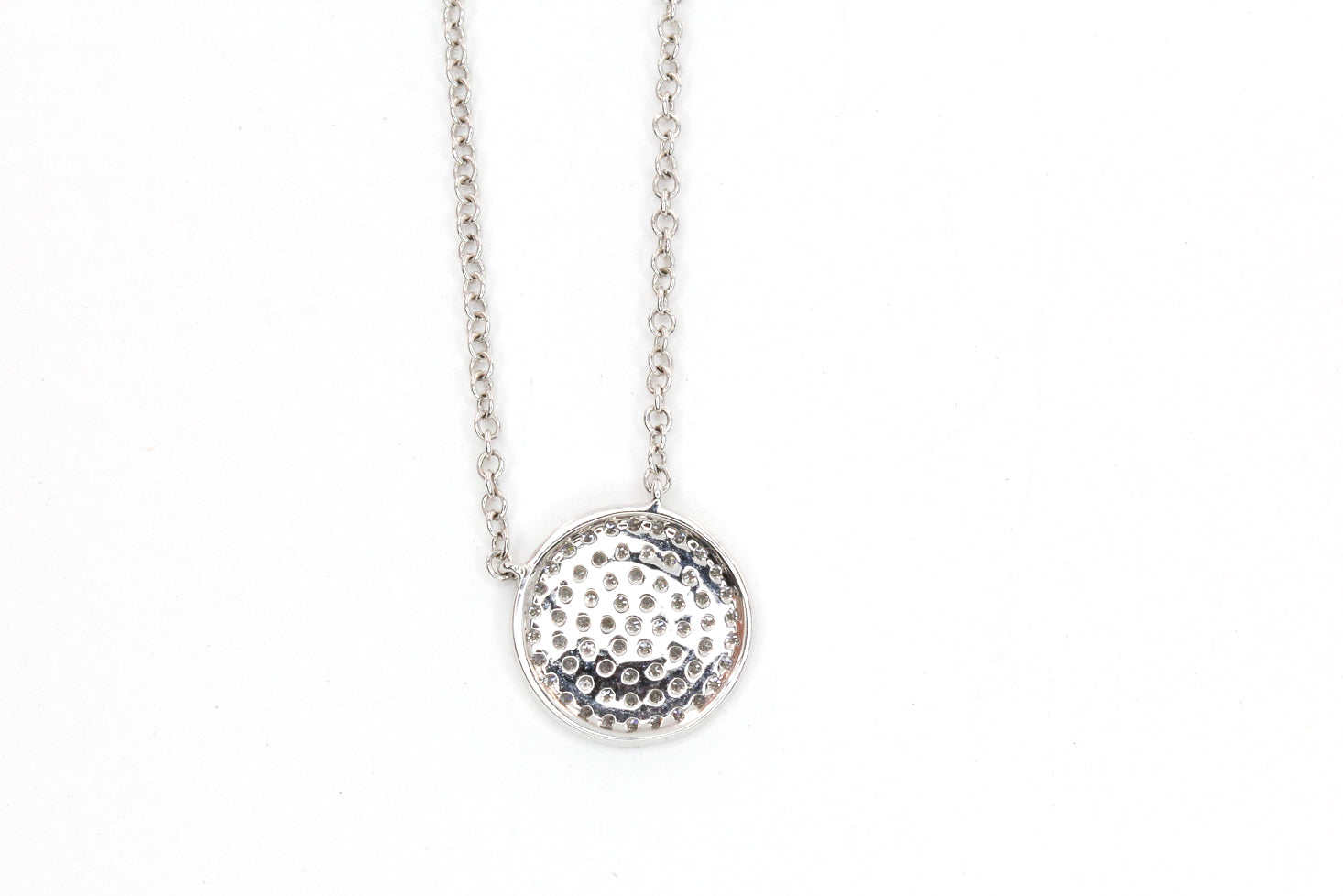 Diamond Disk Necklace -  14k White Gold - 0.15ctw