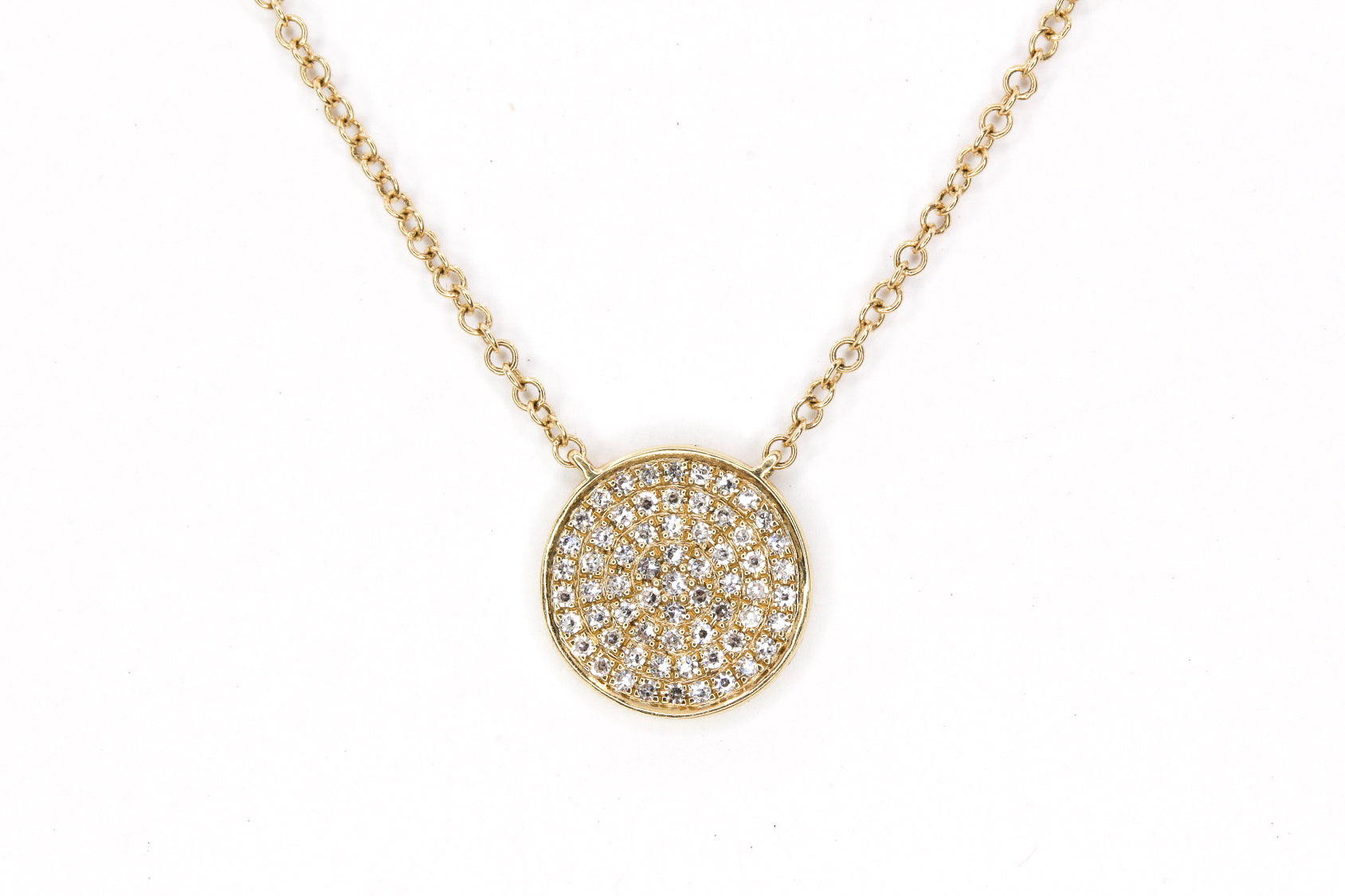 Diamond Disk Necklace - 14k Yellow Gold - 0.15ctw