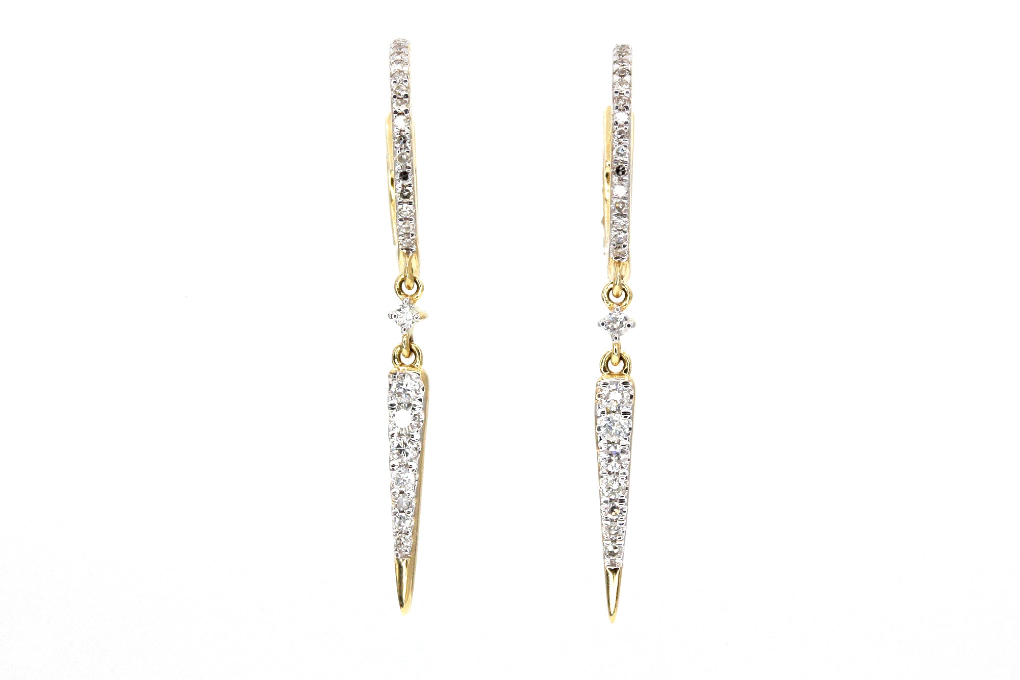 Diamond Drop Huggie Earrings - 14k Yellow Gold - 0.30ctw
