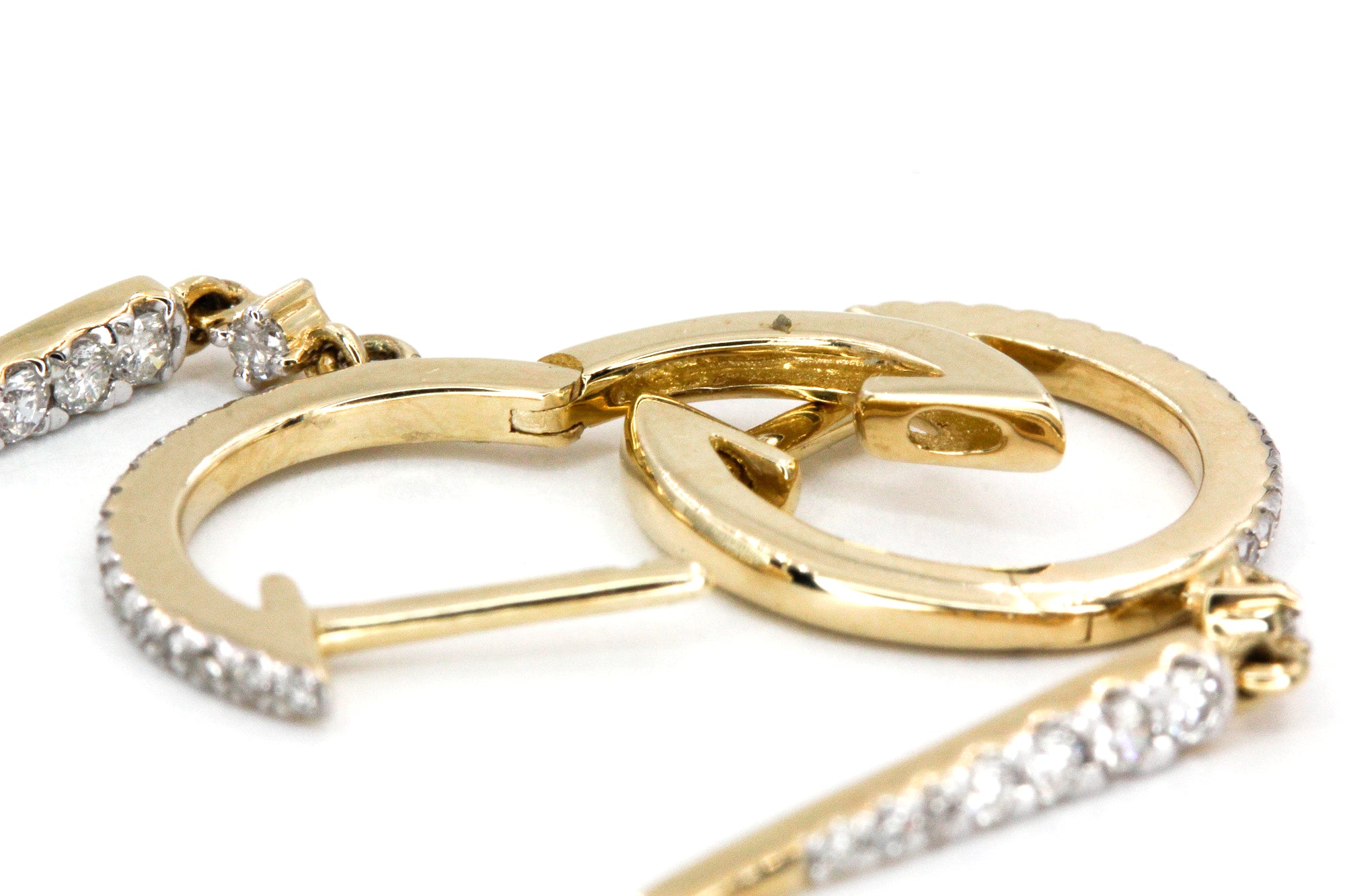 Diamond Drop Huggie Earrings - 14k Yellow Gold - 0.30ctw