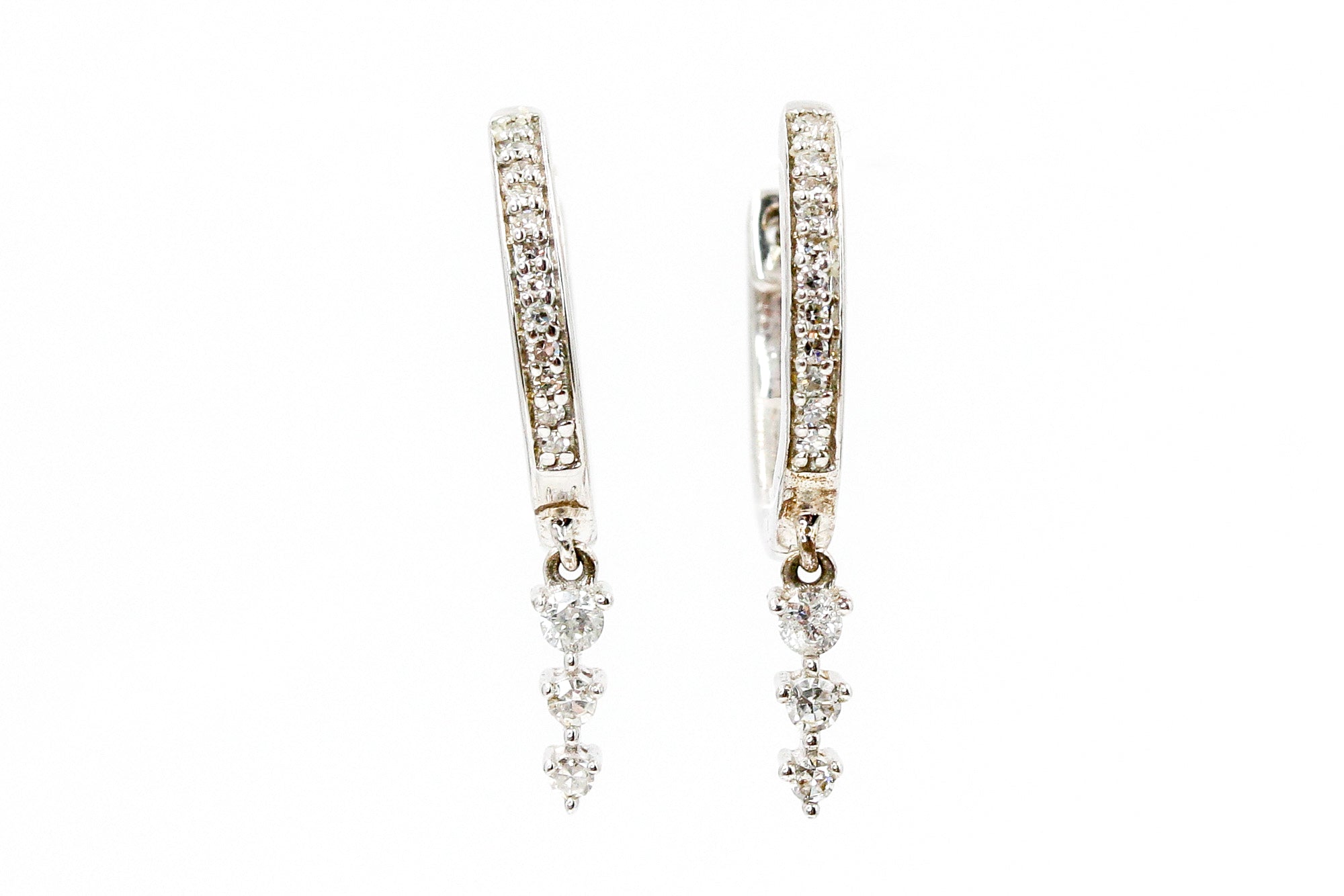 Diamond Drop Huggie Earrings - 925 Silver - 0.21ctw
