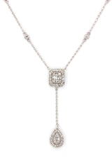 Diamond Drop Pendant Necklace - 18k White Gold - 0.56 ctw