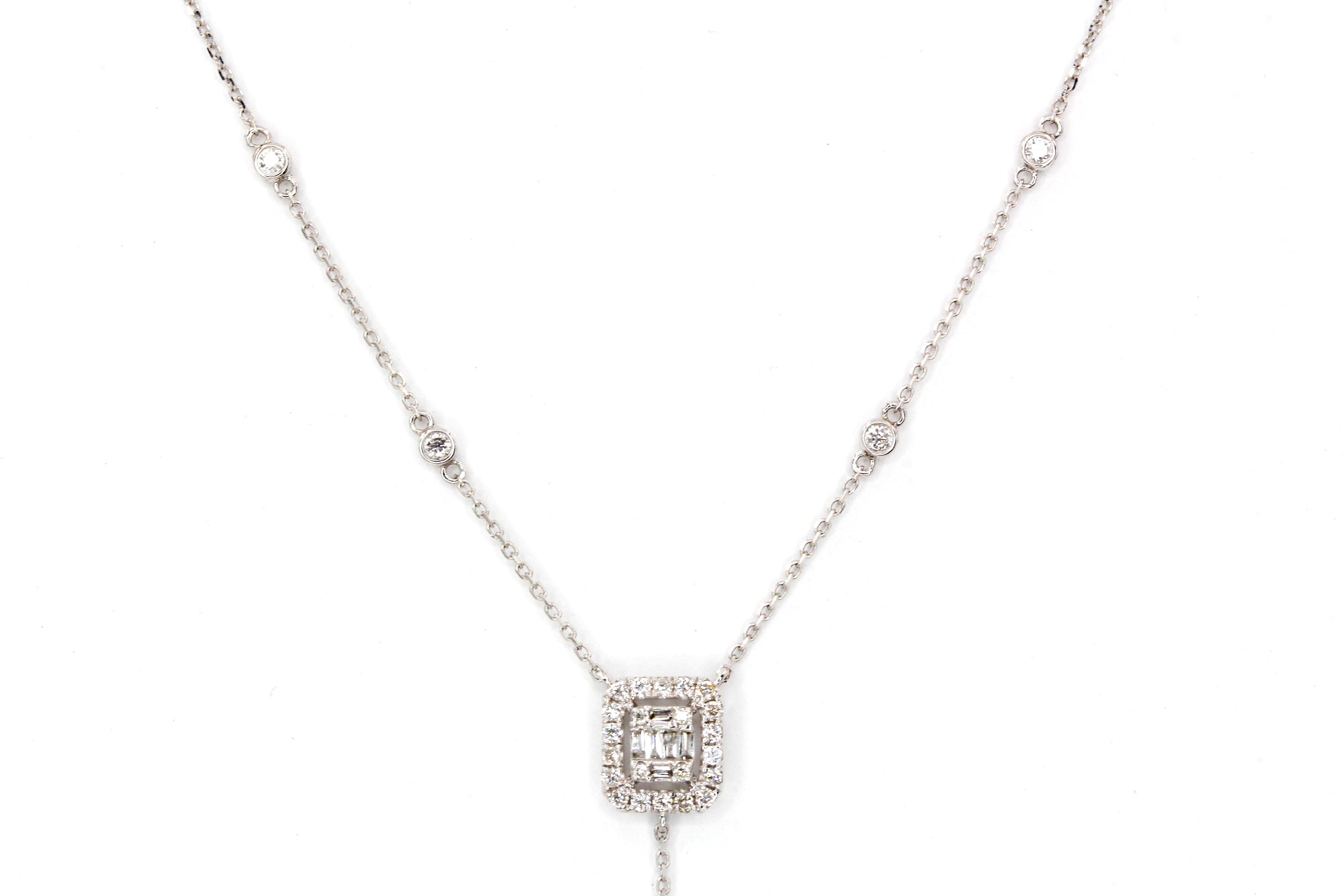 Diamond Drop Pendant Necklace - 18k White Gold - 0.56 ctw