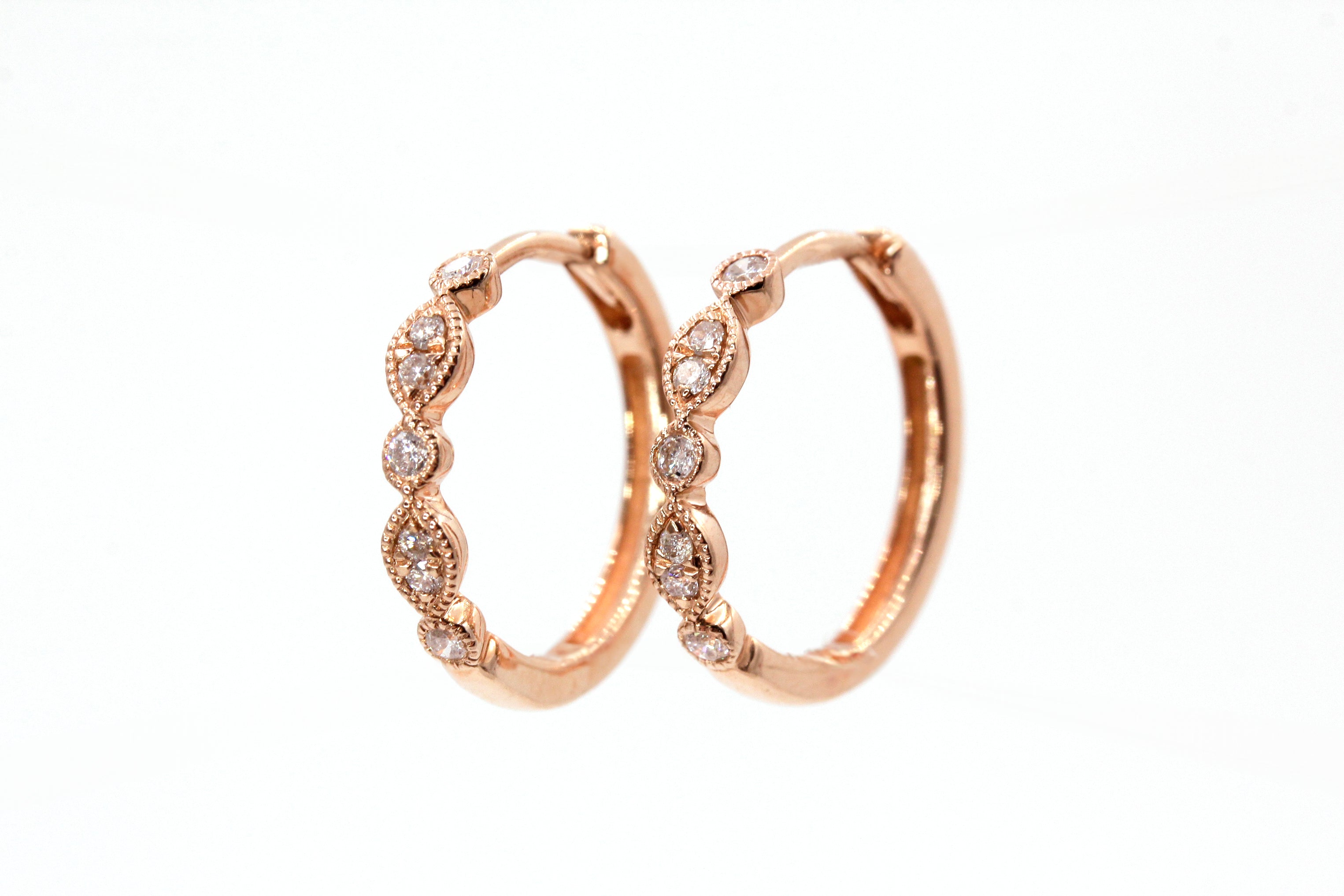Diamond Fashion Huggie Earrings - 14k Rose Gold - 0.16ctw
