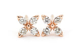 Diamond Floral Stud Earrings - 14k Rose Gold - 0.24ctw