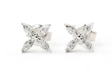 Diamond Floral Stud Earrings - 14k White Gold - 0.16ctw