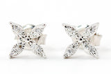 Diamond Floral Stud Earrings - 14k White Gold - 0.16ctw