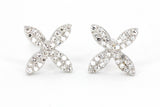Diamond Floral Stud Earrings - 14k White Gold - 0.32ctw