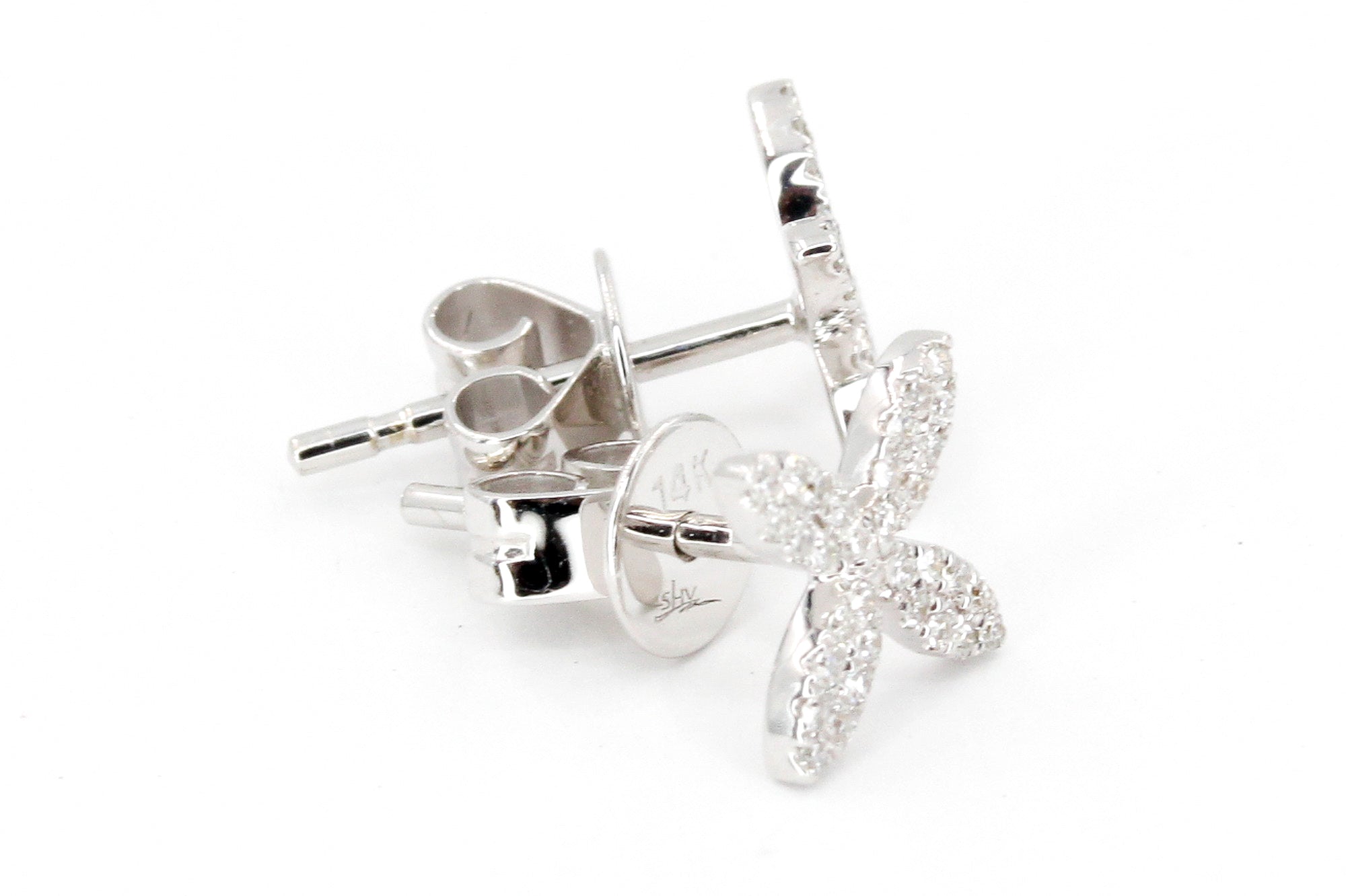 Diamond Floral Stud Earrings - 14k White Gold - 0.32ctw