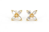 Diamond Floral Stud Earrings - 14k Yellow Gold - 0.24ctw