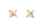 Diamond Floral Stud Earrings - 14k Yellow Gold - 0.24ctw
