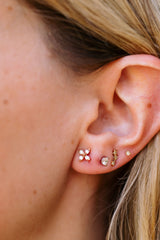 Diamond Floral Stud Earrings - 14k Yellow Gold - 0.24ctw