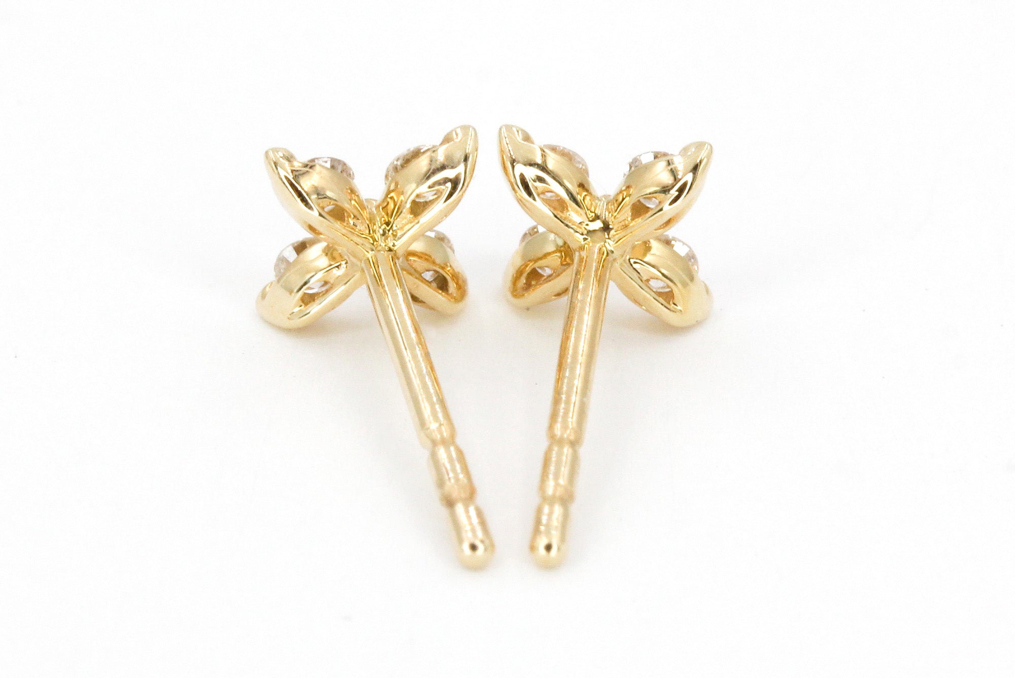 Diamond Floral Stud Earrings - 14k Yellow Gold - 0.24ctw